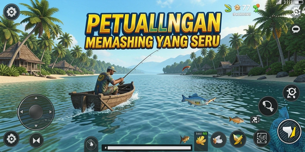 Gameplay menarik memancing dengan berbagai jenis ikan.